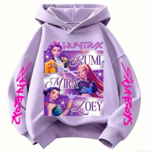 (Purple, 13-14 Years) Girls KPOP Hunters Hoodie Kids Hoody Sweatshirt Pullover Jumper Top