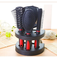 Set of 5 hair combs with mirror and professional hairbrush holder for curls, short and long hair