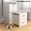 Coiffeuse 3 en 1 avec miroir et tabouret à roulettes, blanche 7