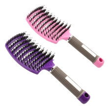 2-Piece Boar Bristle Brush Set - Hair Styling Accessories - Best for Detangling Thick Hair - Pink and Purple