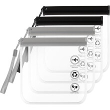 Set van 4 transparante toilettassen voor vloeistoffen in het vliegtuig, 20 x 20 cm - Waterdicht - Luchthaven - Reistoilettas