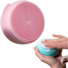 BROSSETTE - Silicone soap dish and exfoliating body brush - Hygienic, compact for the gym (1 pink)