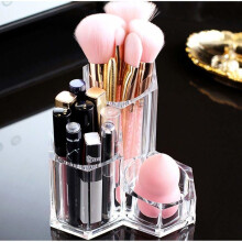 Organizzatore per trucchi, porta pennelli, 3 scomparti, custodia in acrilico per cosmetici, supporto per il trucco