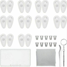 Reparatieset voor brillen: 10 paar siliconen binnenbandjes met schroefklem en reinigingsdoekje (13 mm)
