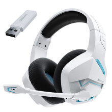 Wireless Gaming Headset with Noise-Canceling Microphone for PS4 PS5 PC Playstation 4 5, 2.4G + Bluetooth, White