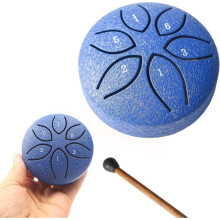 3-inch roestvrijstalen tongtrommel met 6 toetsen - Draagbaar muziekinstrument voor yoga, meditatie en kamperen (blauw)