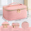Toiletry bag - Pink - Synthetic leather - Large capacity - Practical compartments - Zipped 4