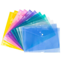 Dokumentenumschläge – Format unbekannt – A4 – 12 Stück – Transparenter Kunststoff – 6 verschiedene Farben