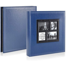 Extra-large wedding photo album with leather cover, holds 500 10 x 15 cm photos, blue