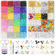 Kit per la creazione di braccialetti con perline di argilla da 7000 pezzi, set di perline di ceramica morbida fatte a mano, gioielli