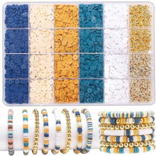 DIY jewelry making kit, clay bead bracelet making kit, preppy flat beads for bracelets