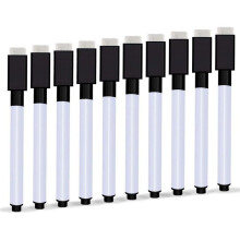 Set van 10 uitwisbare whiteboardmarkers, magnetische uitwisbare whiteboardmarkers, zwarte uitwisbare whiteboardmarkers
