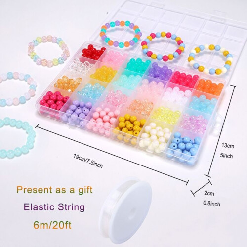 Bracelet making kit, 24 grids, solid color macaron beads, 6mm baking paint beads, bead bracelet accessories 1