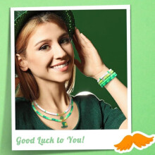 St. Patrick's Day Clay Bead Bracelet Making Kit, Polymer Clay Green Heishi Beads for Jewelry Making