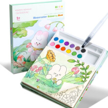 Coloring book with watercolor paints for toddlers aged 3 to 8, watercolor painting kit, for arts and crafts, Animal