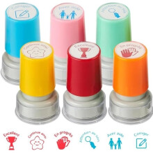 Teacher Stamps - Pack of 6 - Self-inking - Assorted colors - 33 x 13 mm