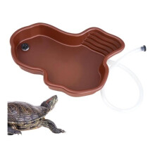Reptiliennapf – Großer Wassernapf – Rampe und Sonnenplattform – Kunststoff – Braun