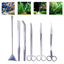 Aquarium Aquascaping Kit 6 in 1 Stainless Steel Aquarium Tank Aquatic Plant Tools Set Plant Tools Tweezers Spatula Scissors
