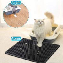 Cat litter mat 5575 cm black – double layer honeycomb, waterproof, non-slip, easy to clean
