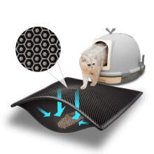Litter Mat - Non-Toxic - EVA - Waterproof - Honeycomb Design - 60x40cm Black