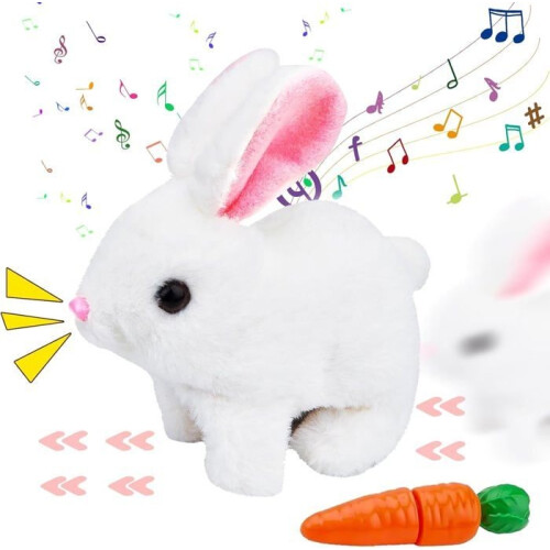 Interactive rabbit, bouncy rabbit, interactive rabbit toy with sounds and animated walking movements, ears