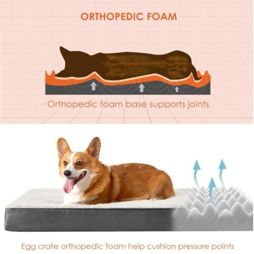 Cuscino per cani - Ortopedico - Fodera sfoderabile - Schiuma a memoria di forma - Rettangolare 1
