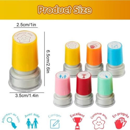 Lehrerstempel – 6er-Pack – Selbstfärbend – Verschiedene Farben – 33 x 13 mm 1