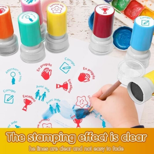 Lehrerstempel – 6er-Pack – Selbstfärbend – Verschiedene Farben – 33 x 13 mm 2