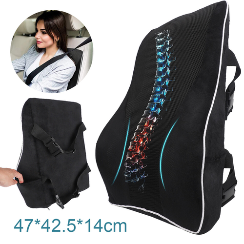 Universal Memory Foam Car Seat Lumbar Support Cushion Driving Back Pillow Kit
