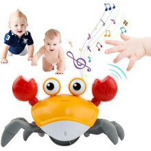 Crab toy for babies over 18 months, automatic obstacle avoidance detection, USB charging, orange