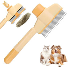 Pflegekamm - XVX - Selbstreinigend - Für Hunde und Katzen - Gelb - Anti-Stress