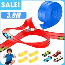 3.9m Flexible Race Track For Kids Roll Up Car Track Include 4Race Cars Kids Gift