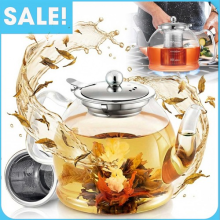 1.2L Stove Top Heat Resistant Glass Teapot Infuser W/Infuser For Loose Tea Leaf