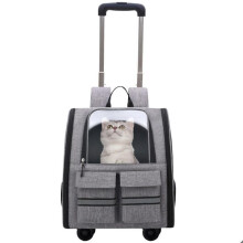 Wheeled Carrier Bag for Cats and Dogs - Grey - Foldable - Adjustable Height - 3-in-1 - Breathable