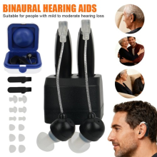 2 Hearing Aids Rechargeable Volume Adjustable With 12 Ear Tips Charging Dock NEW