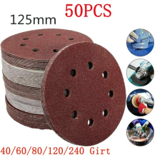 Hook and Loop 125mm Sanding Disc 8 Holes Orbital Pad Sandpaper 40,60,80,120,240g