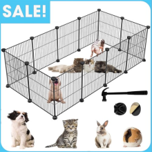 Pet Playpen Fence DIY Playpen Puppy Dog Cat Animal Cage Exercise Metal PP Indoor