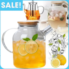 Heat Resistant Glass Teapot Infuser Strainer Coffee Tea Leaf Borosilicate 1-1.8L