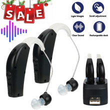 Rechargeable Digital Hearing Aid Sound Voice Amplifier Behind Ear Adjustable UK