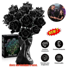 Black Rose Building Block Set Plant Bouquet High Quality Simulated Roses Flowers