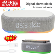 Alarm Clock Wireless Charger Charging Station With Night Light Thermometers NEW