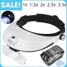 350% Magnifier Magnifying Eye Glass Loupe Jeweler Watch Repair Kit W/LED Light