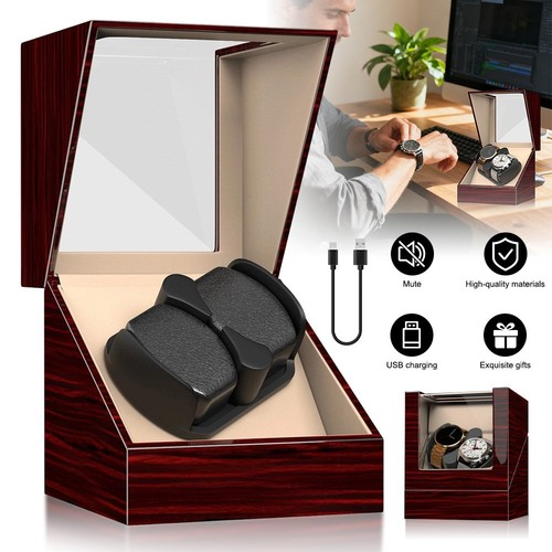 Automatic 2+0 Watch Winder Double Storage Display Case Box With Mabuchi Motors