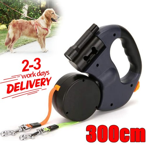 Retractable Double-Head Leash Extendable Dog Lead Pet Puppy Training Walking UK