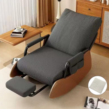 Soft Corduroy Rocking Recliner Chair Adjustable High Backrest & Footrest Sofa