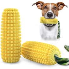 Indestructible TPR dog toy – squeaky zigzag teeth-cleaning stick, yellow, for small dogs