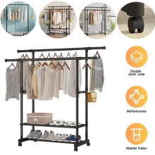 Heavy Duty Double Rail Clothes Garment Hanging Rack Shelf Display Stand UK Stock