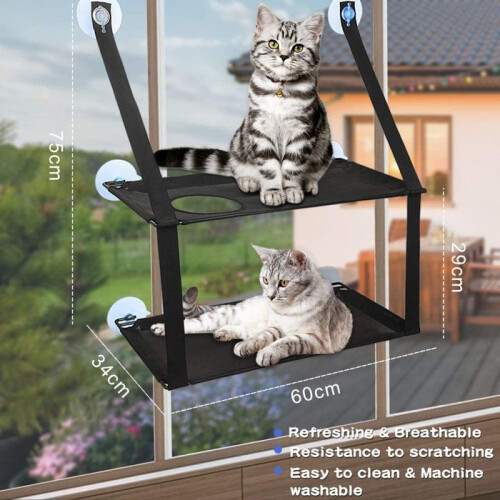 Window hammock for cats, secure mounting with suction cups, space-saving, suitable for large and small sizes 1