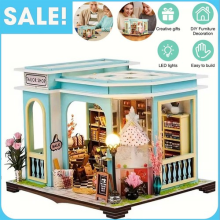 Mini Doll House DIY Tailor Shop Kit Handmade 3D Puzzle Assembly Model Building