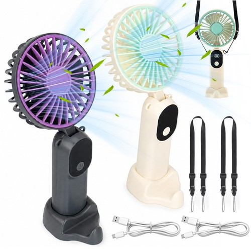 2-Pack Portable Mini Fan 6 Speed Handheld Desk Fan with LED Digital Display Gift 1